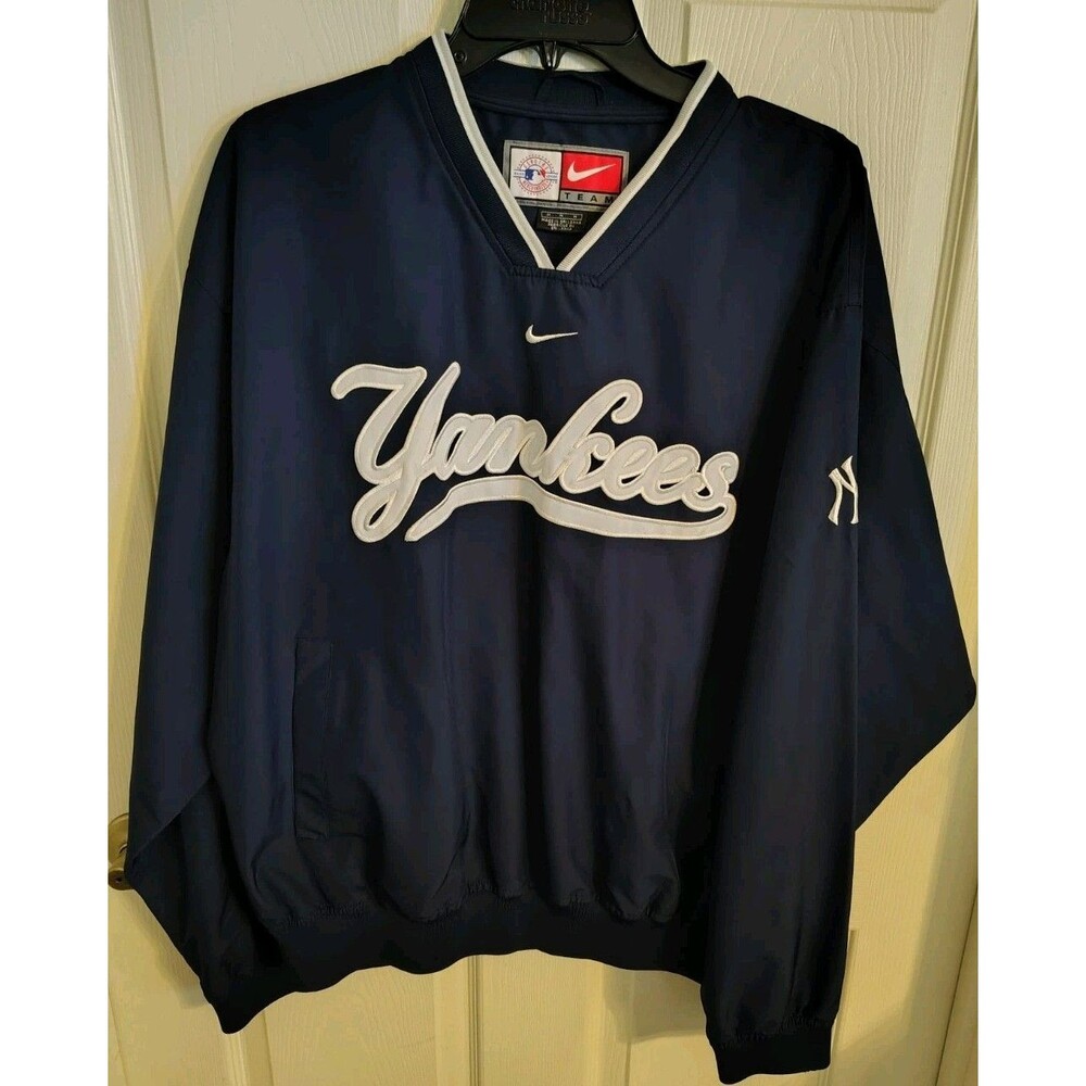 VTG Nike New York Yankees Windbreaker Jacket M Center Swoosh Yes Network